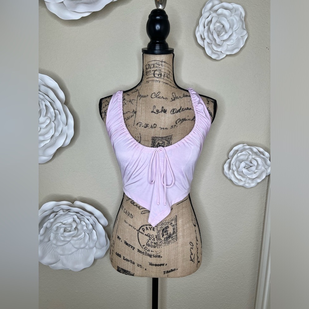 Urban Outfitters Lilac Handkerchief Hem Crop Top Racerback Tie Front Cami Small